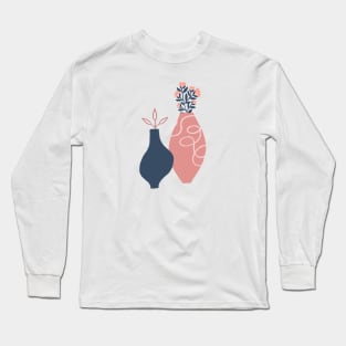 Two Flower Vases Organic forms ceramic abstract Long Sleeve T-Shirt